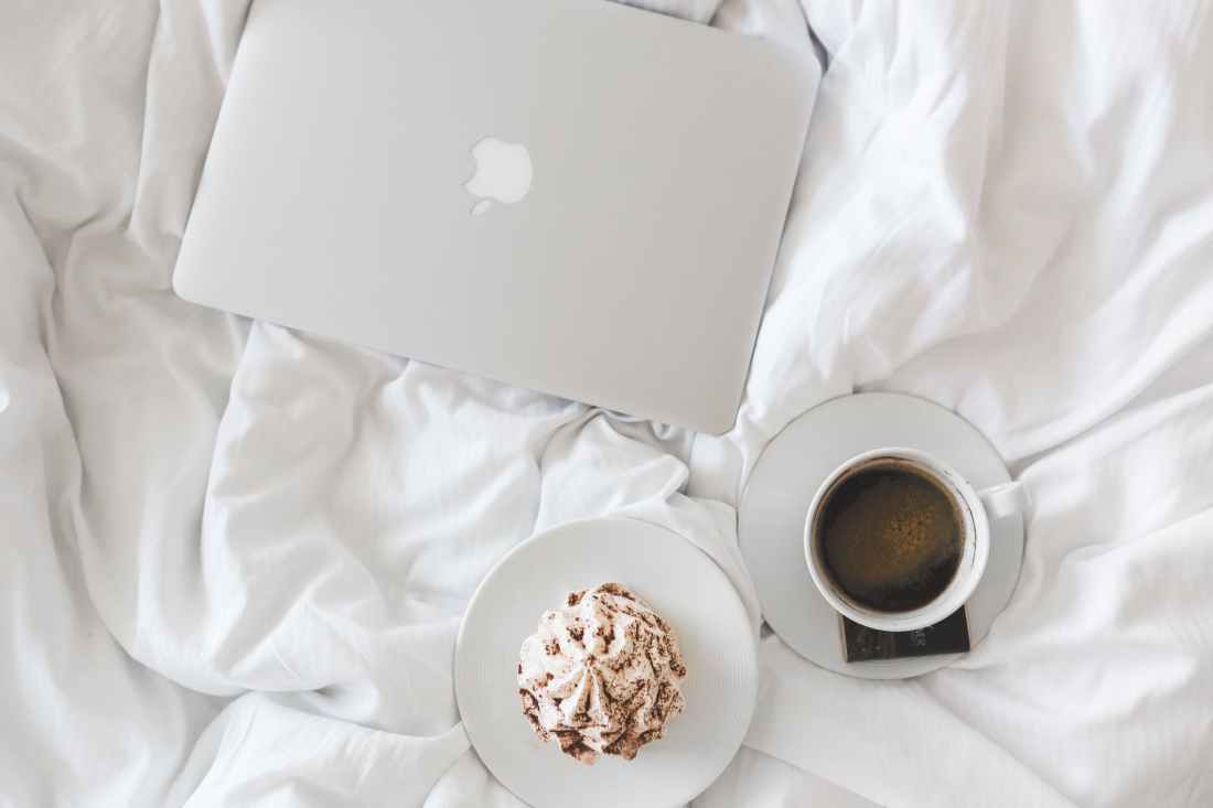 coffee apple laptop working